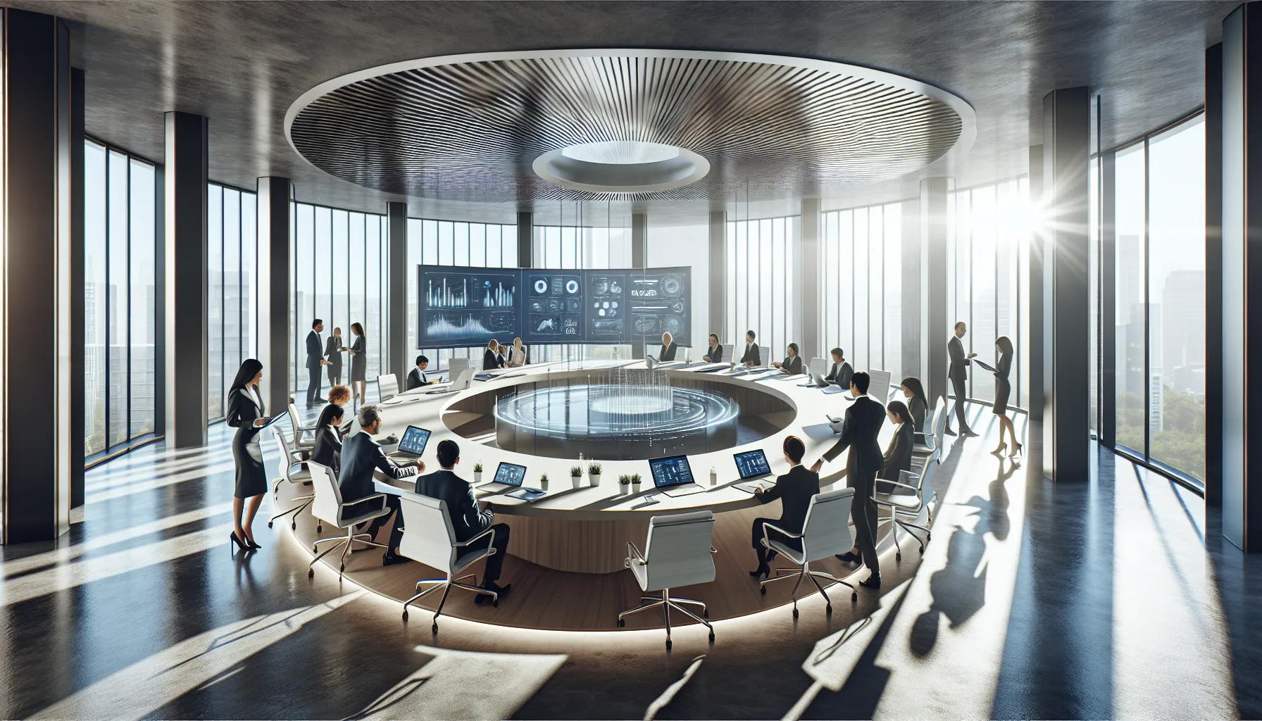 diverse professionals collaborating in a bright, modern office.