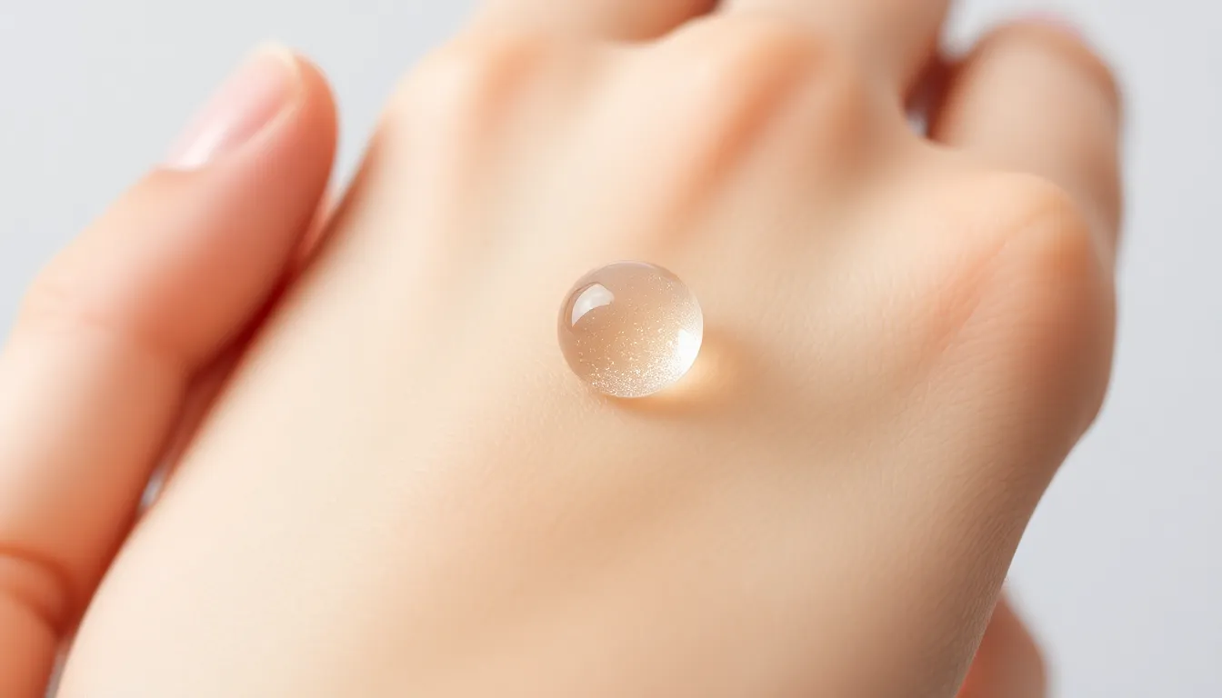 Close-up of clear fluid pimple on human skin.