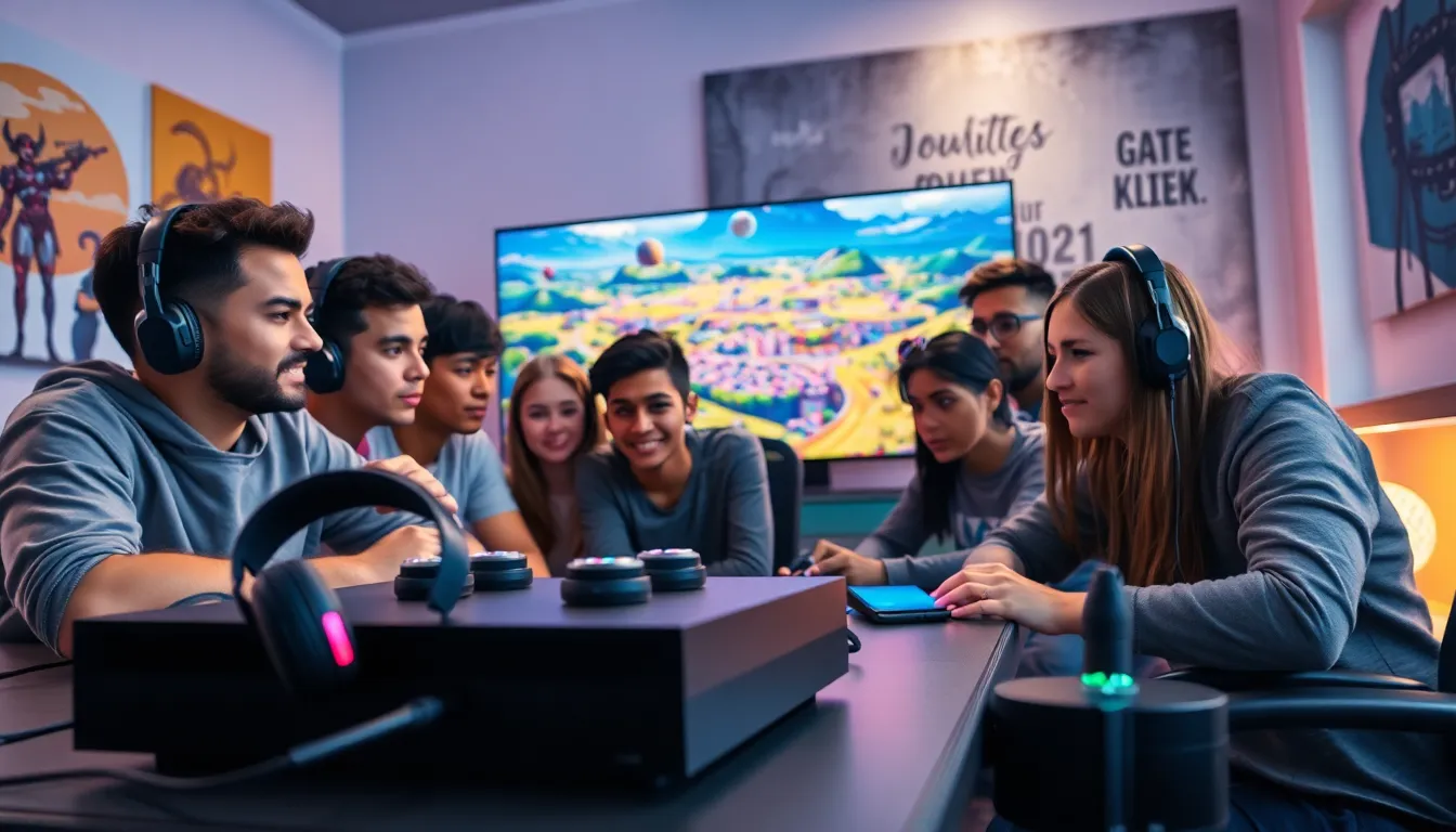 diverse group of gamers engaged in an immersive game environment.
