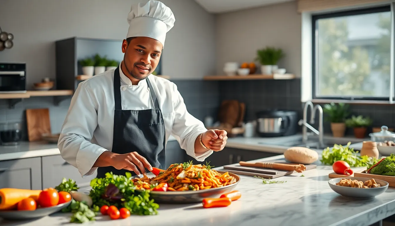Chef preparing Kapuffe in a modern kitchen.