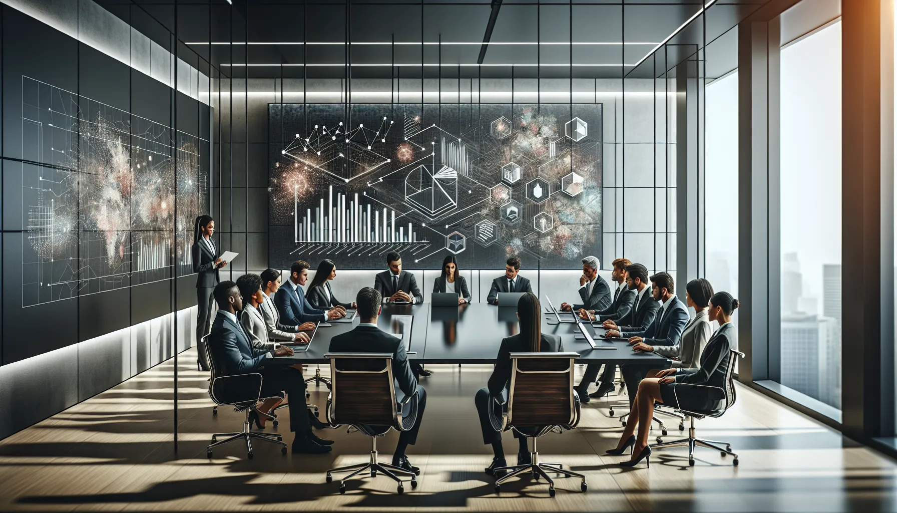 diverse team discussing technology challenges in a modern conference room.
