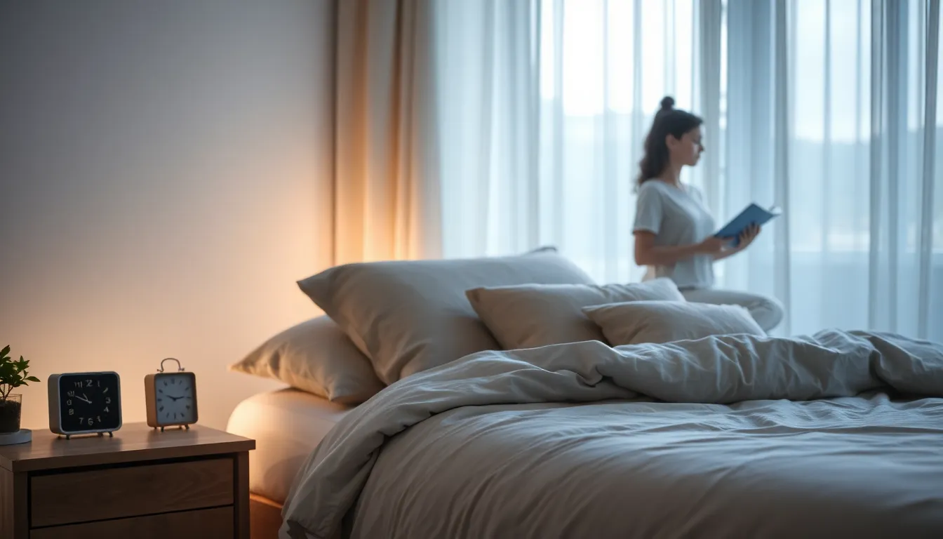 modern bedroom promoting restful sleep with calming atmosphere.