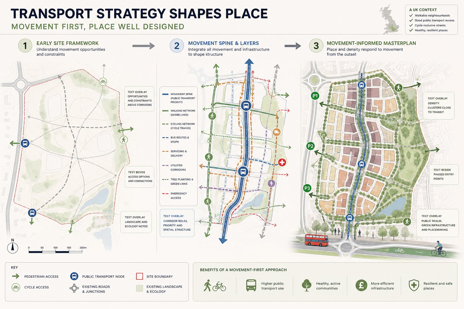 early transport strategy shaping a mixed-use masterplan in the UK