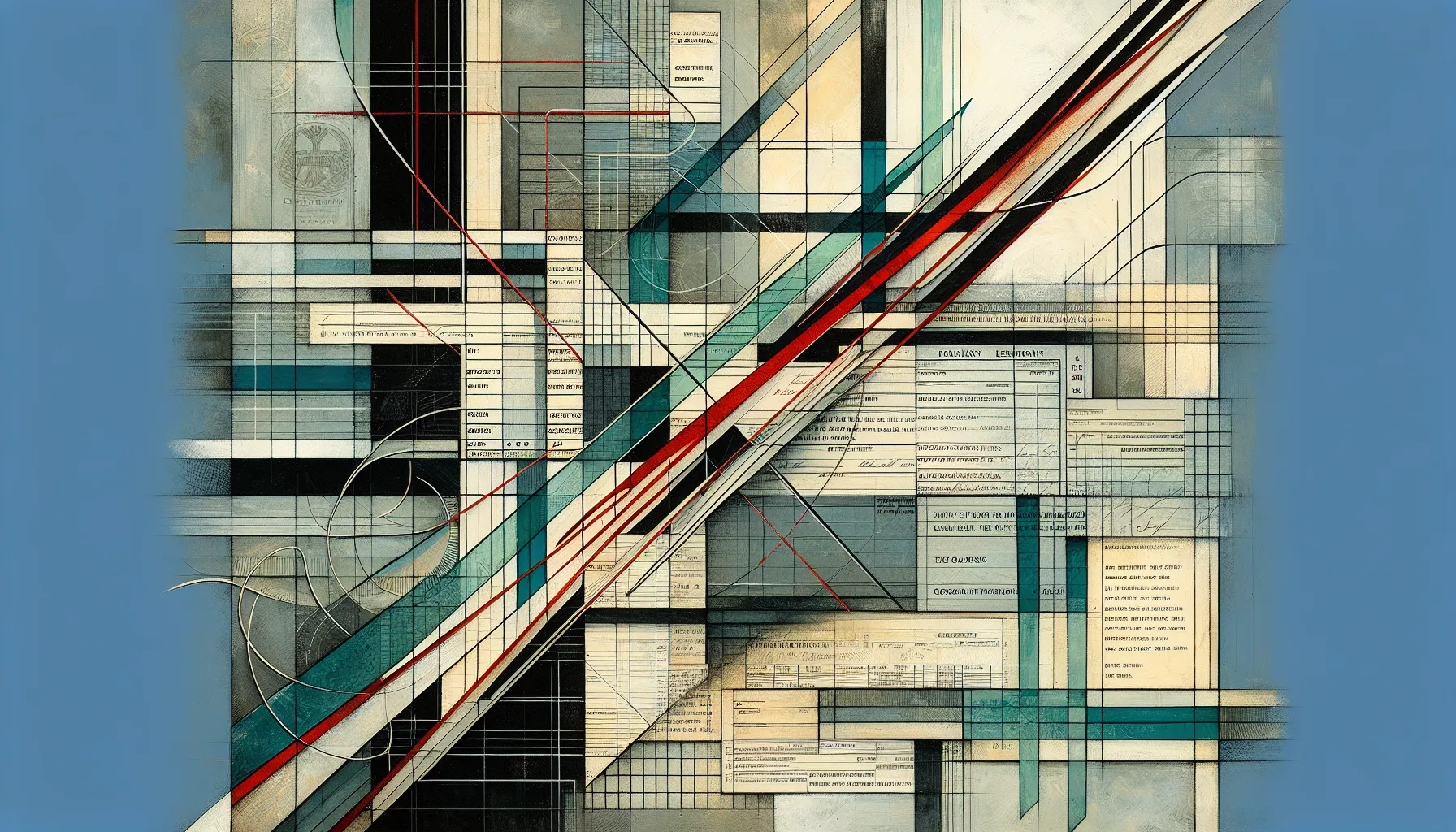 Geometric layers of grids, red cuts, and green ribbons suggesting tax and legal tension. - What Happens to Physician Assistant Relocation Repayment