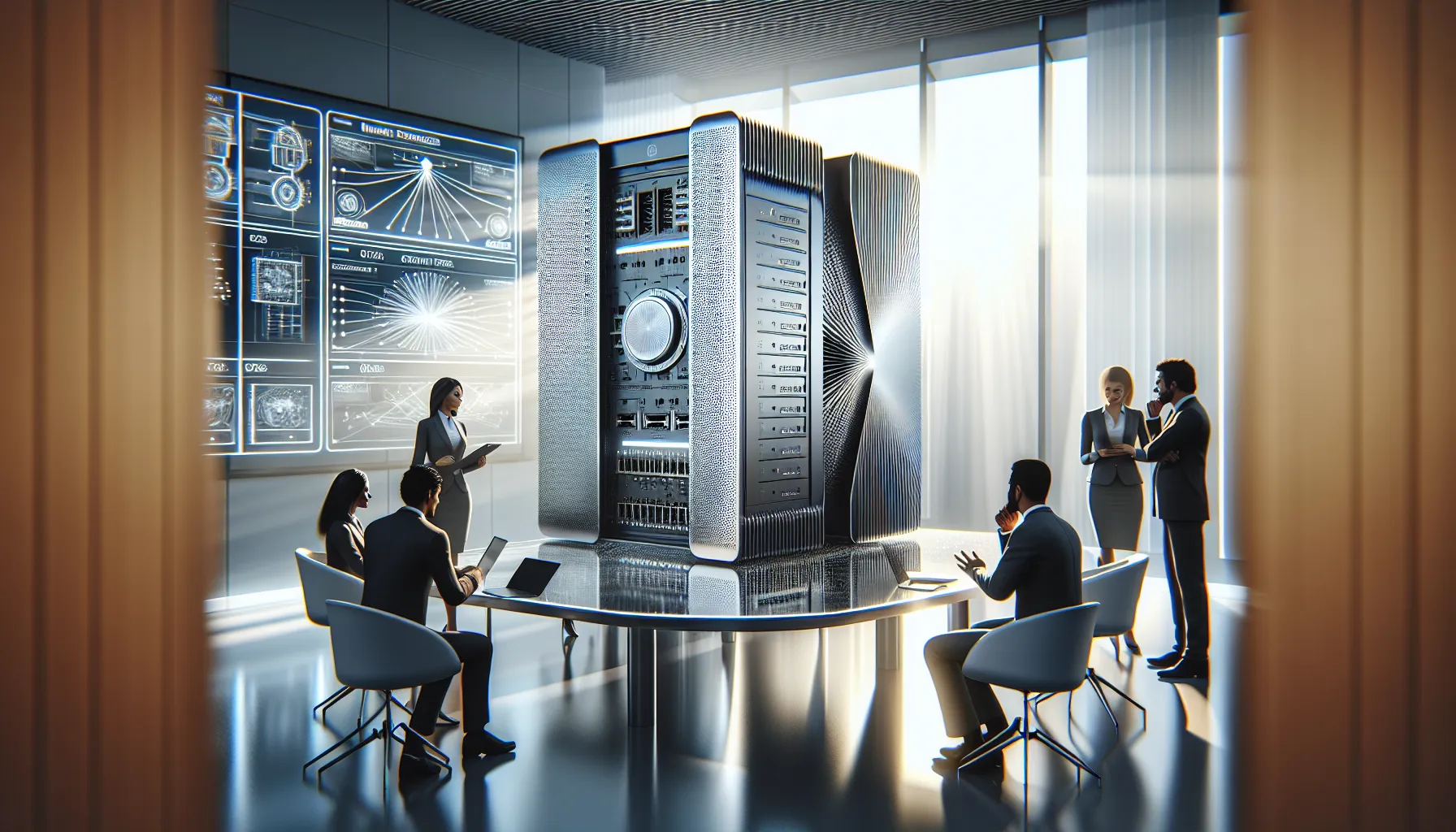 advanced telecommunications device in a modern office setting.