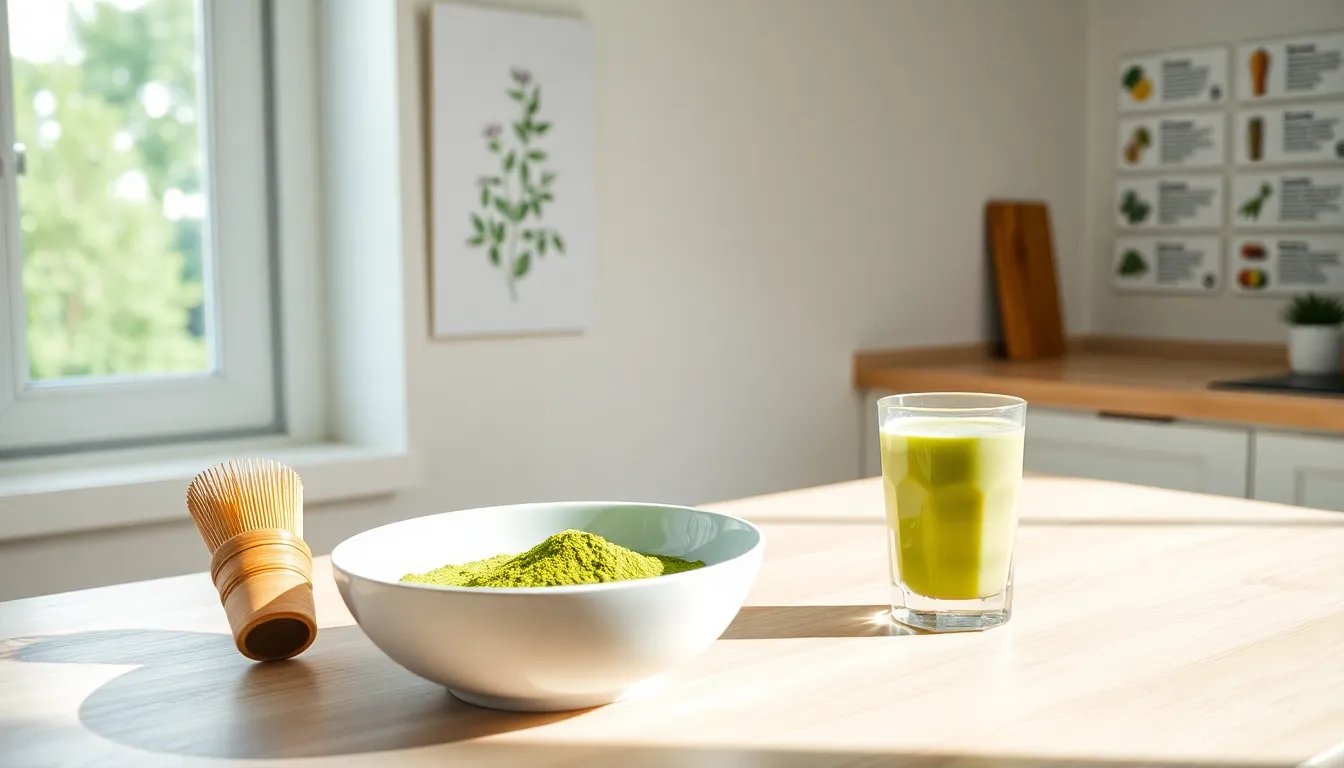 matcha preparation scene in a modern kitchen.
