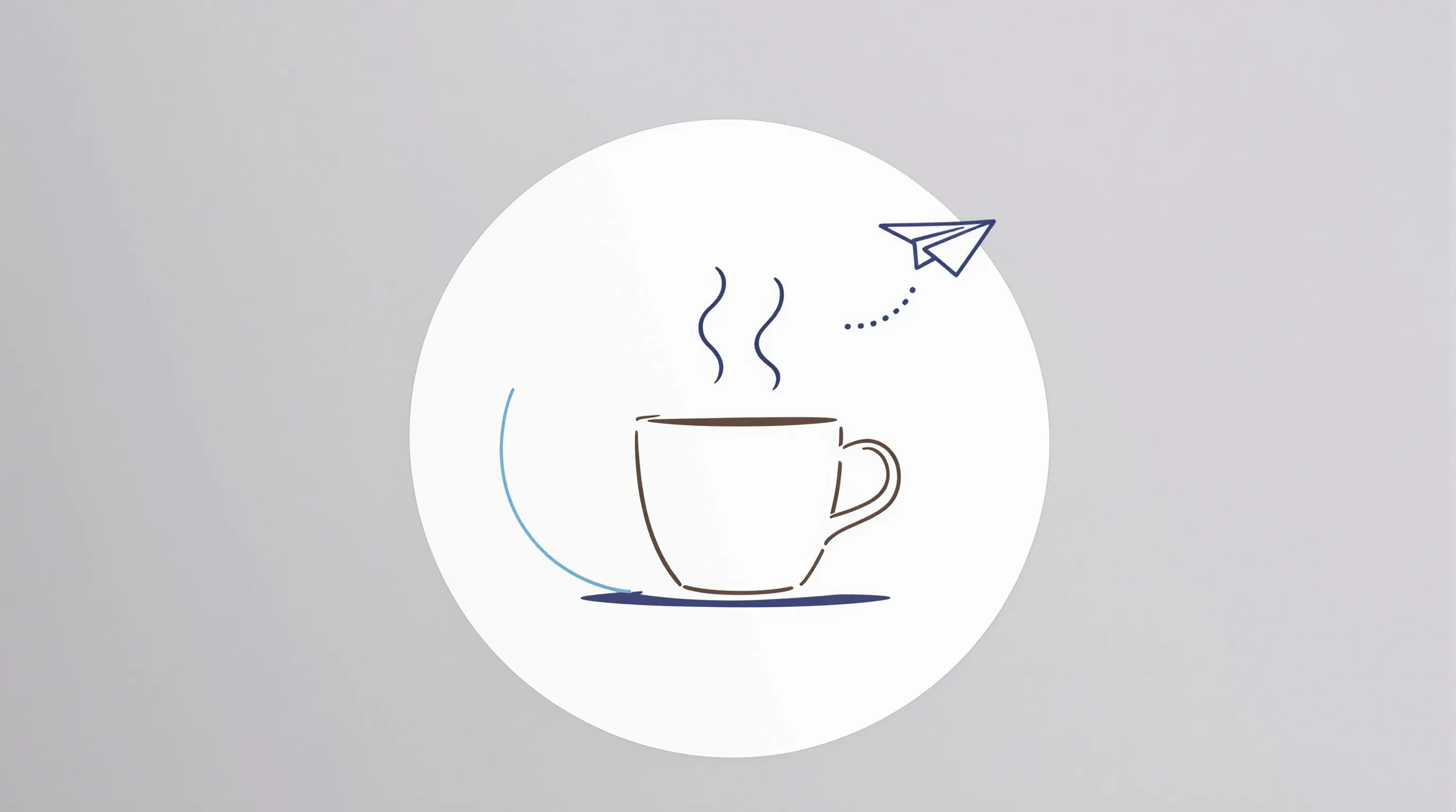 a coffee mug and paper airplane symbolizing a funny office birthday greeting
