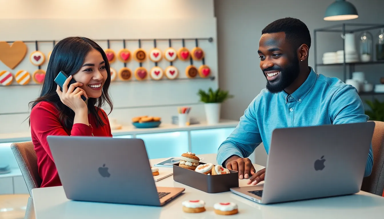 Customer service team at CookiesForLove assisting clients with cookie inquiries.
