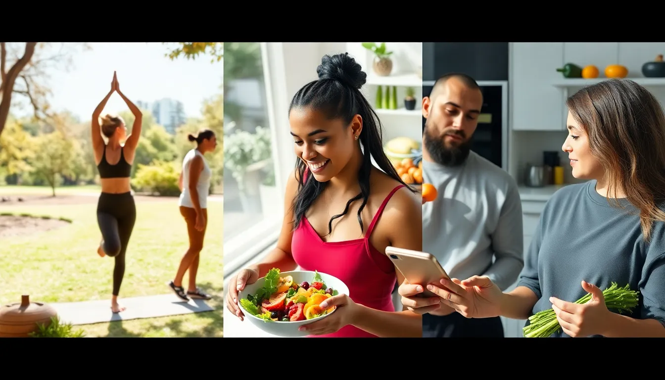 diverse health and wellness influencers in a vibrant, modern setting.