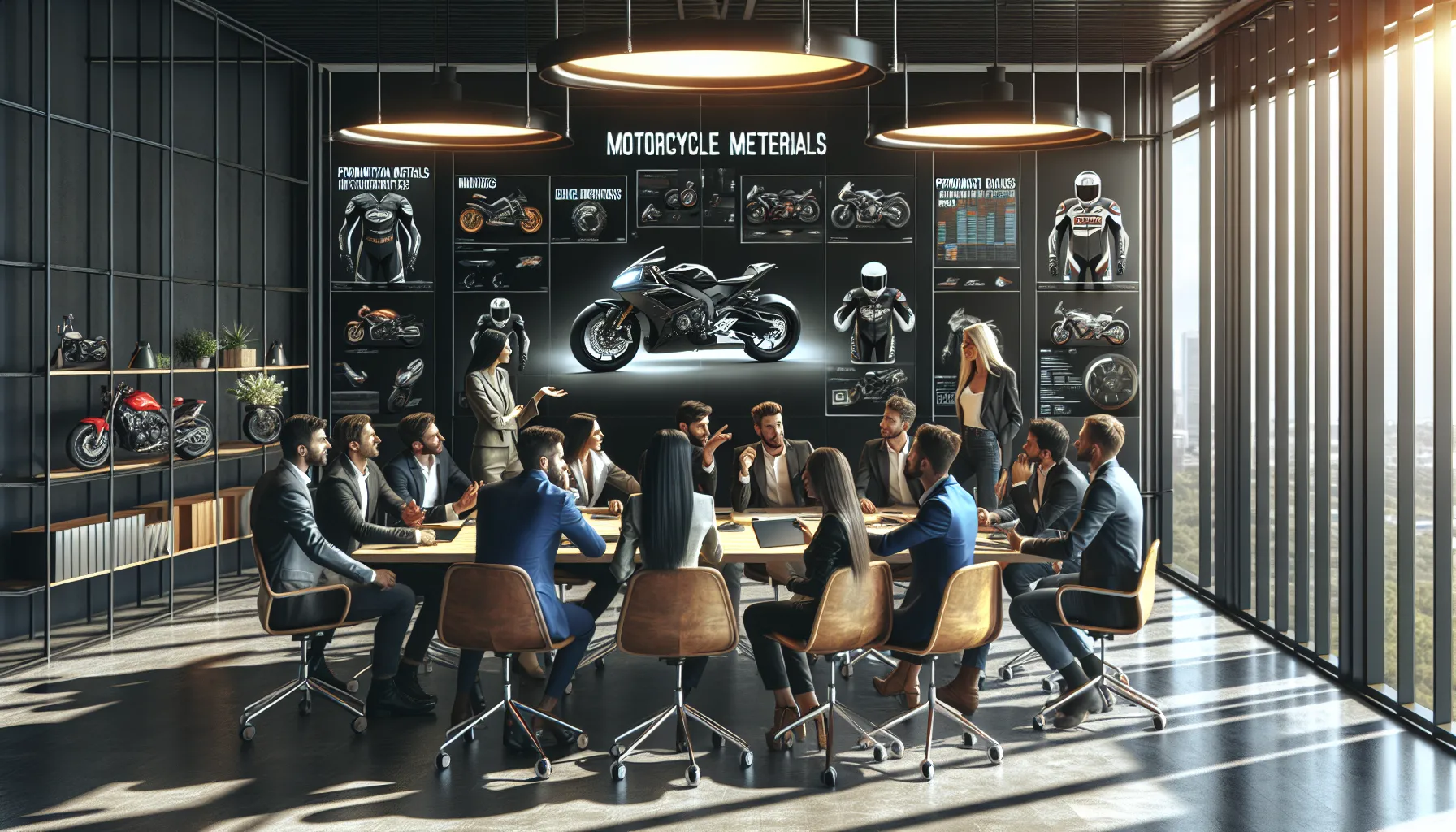 diverse professionals collaborating on motorcycle industry projects.