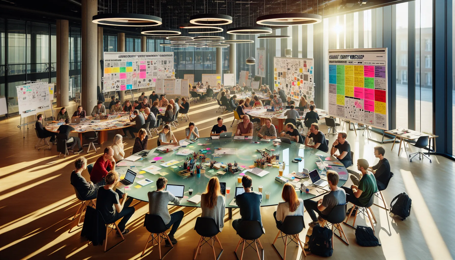 Diverse participants engaging in a community workshop.