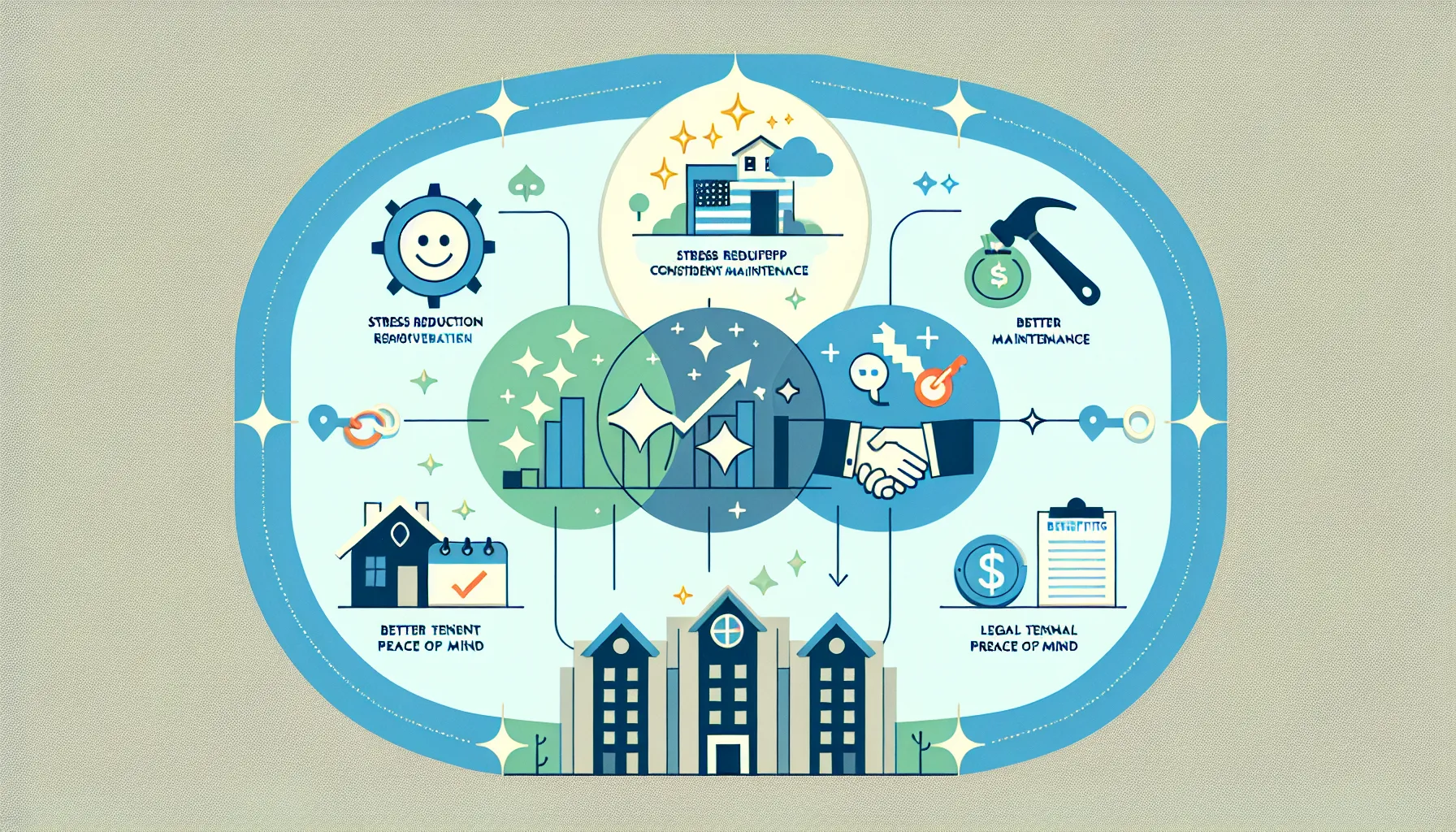 Illustration showing five main benefits of a property service team.