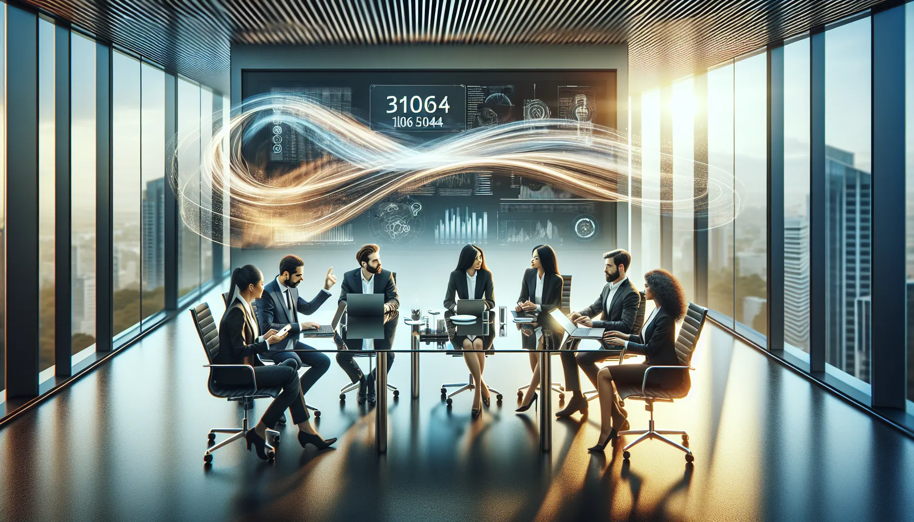 diverse team discussing telecommunications in a modern office.