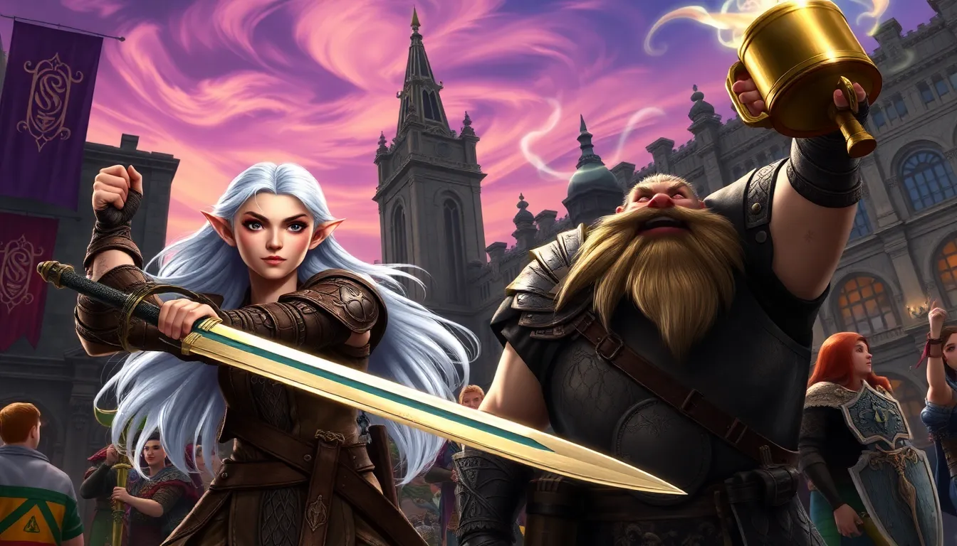 players in Neverwinter city engaging in cooperative gameplay with customizable characters.