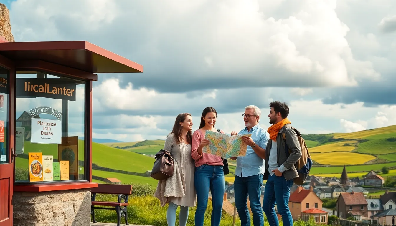diverse travelers exploring a quaint Irish village together.