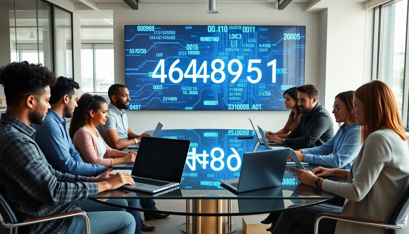 diverse professionals discussing technology in a modern office.