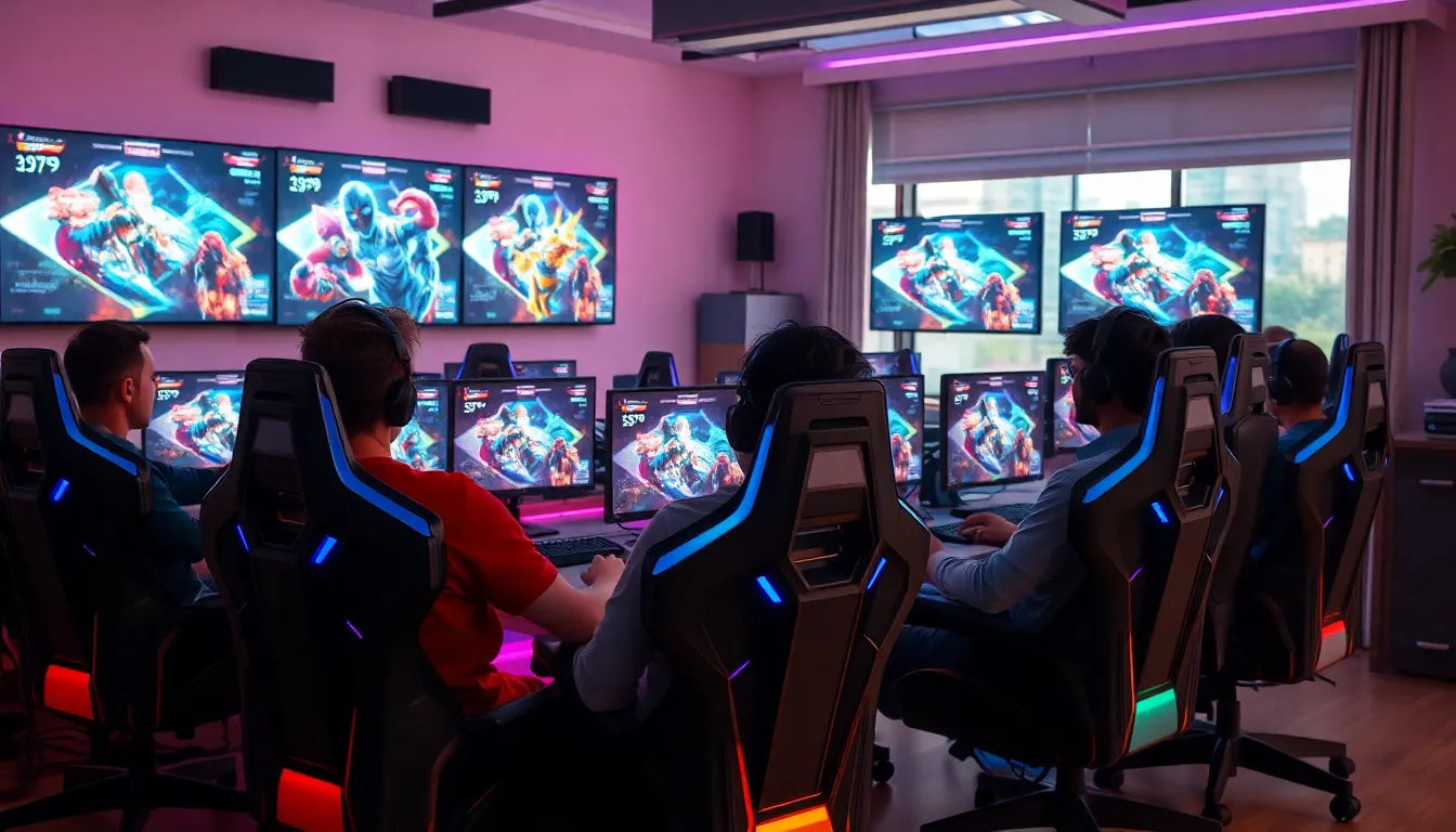 diverse gamers engaged in a multiplayer online battle arena session.