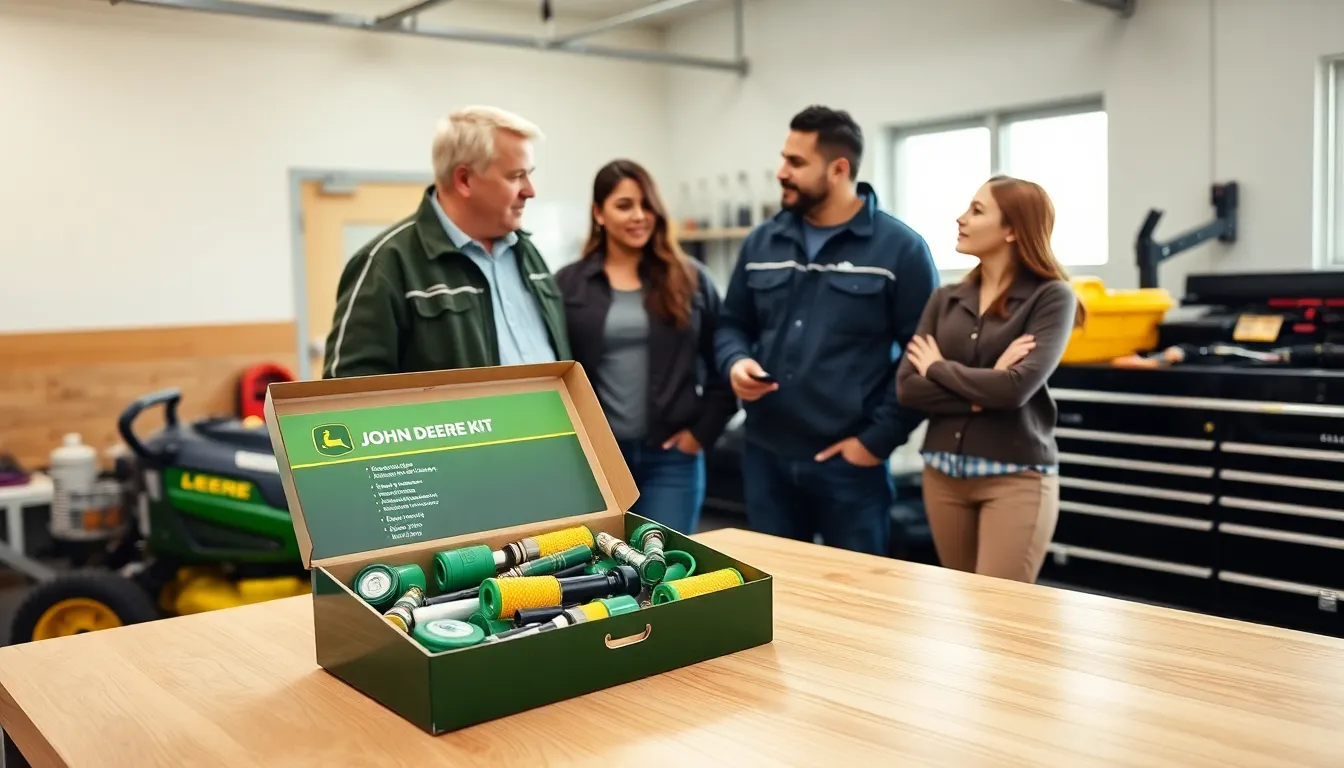 John Deere Home Maintenance Kit displayed in a modern garage setting.