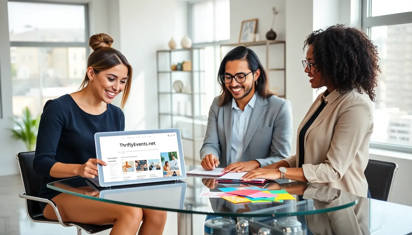 diverse team discussing budget-friendly event planning in a modern office.