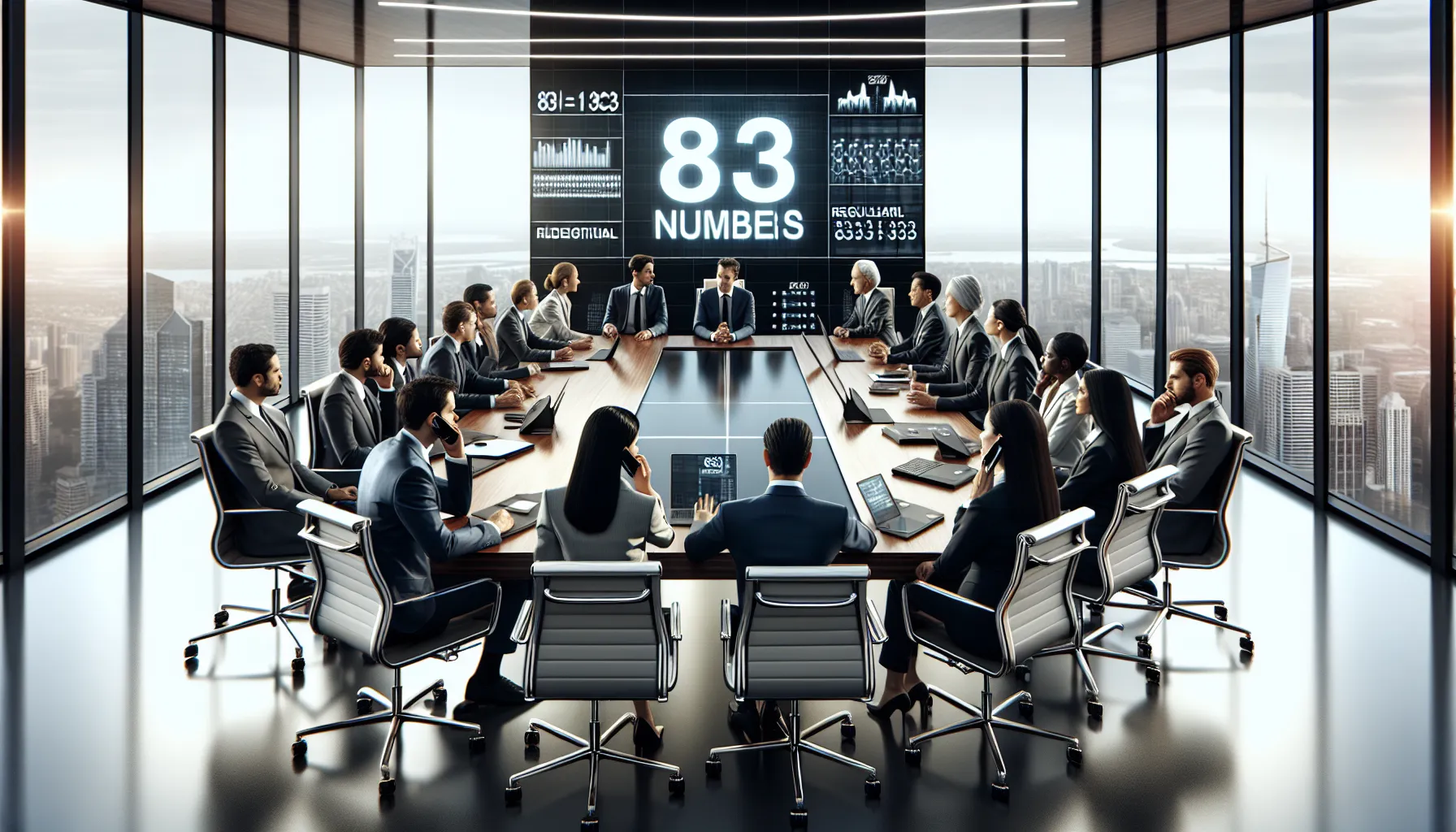 professionals discussing 833 numbers regulations in a modern office.