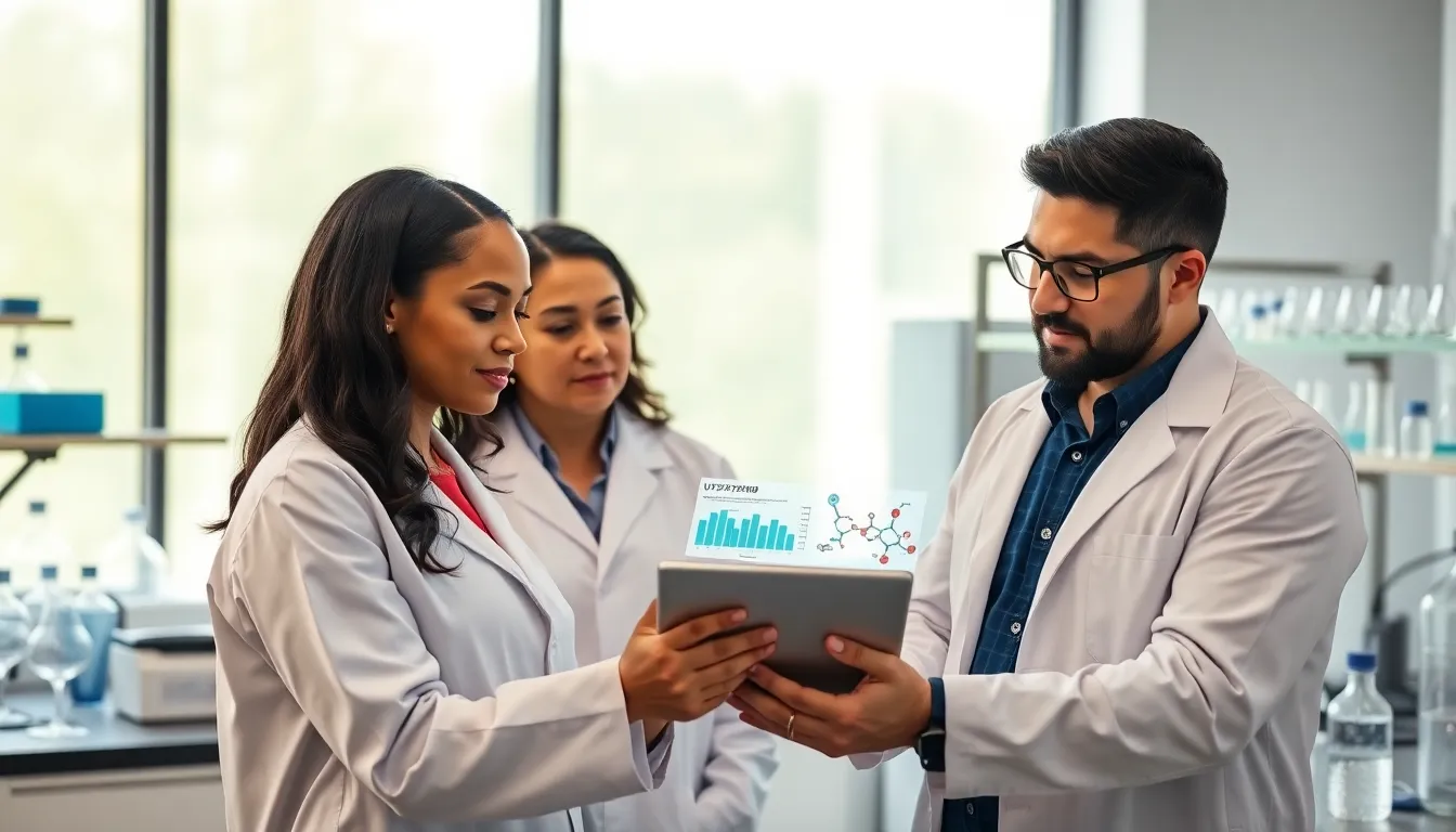 scientists collaborating in a modern lab focusing on U373378069.