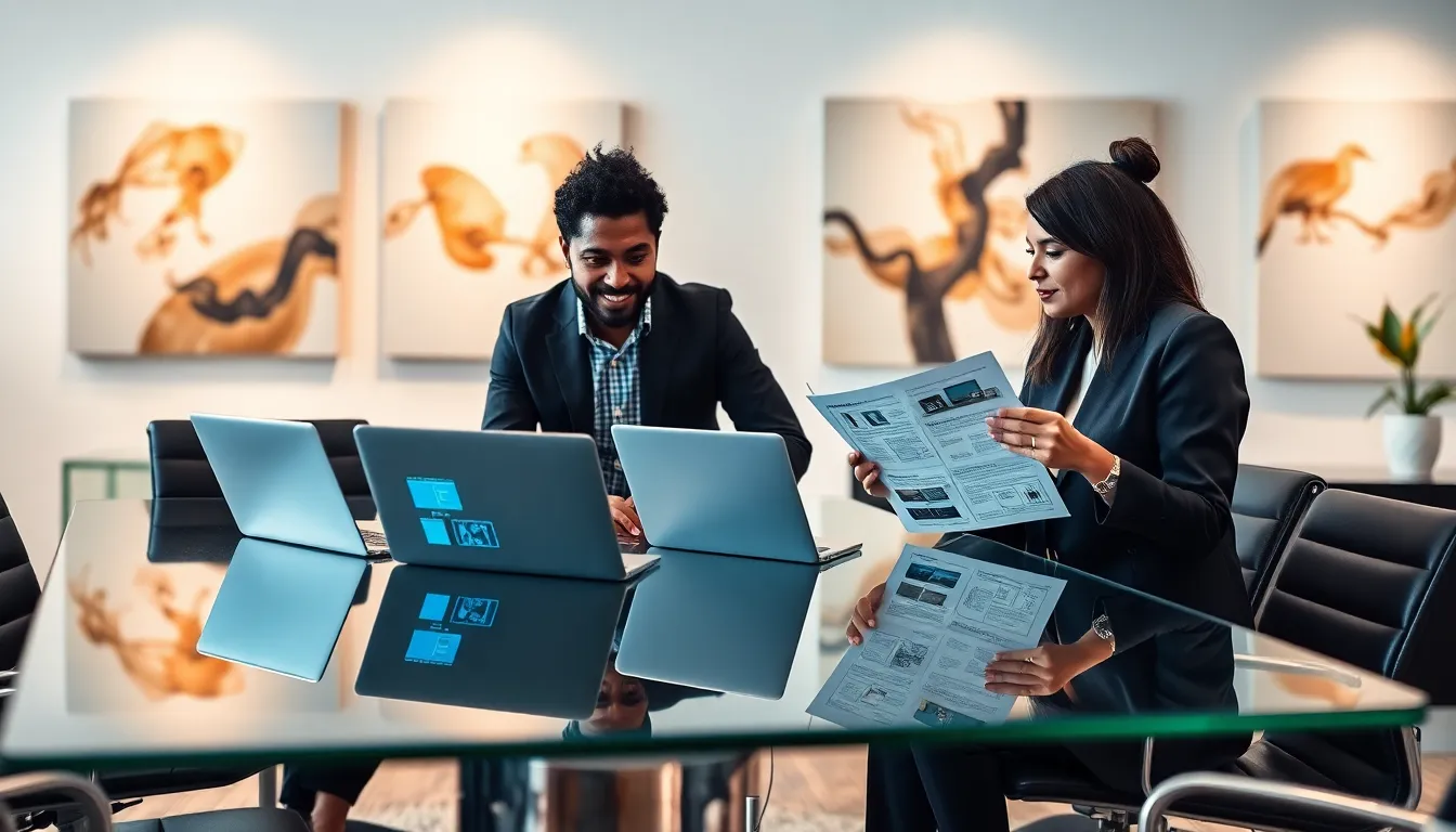 diverse team collaborating in a modern office on consumer electronics.