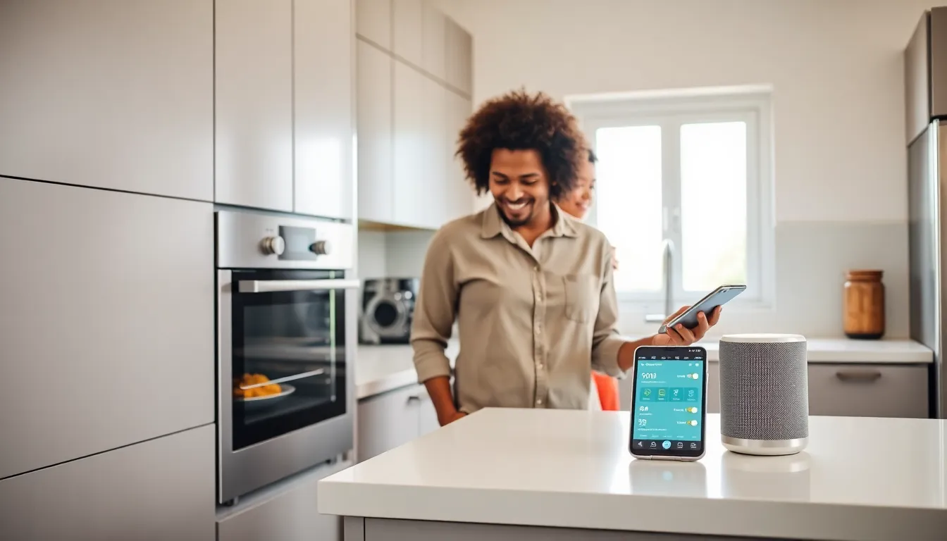 modern kitchen with various automated devices in use.