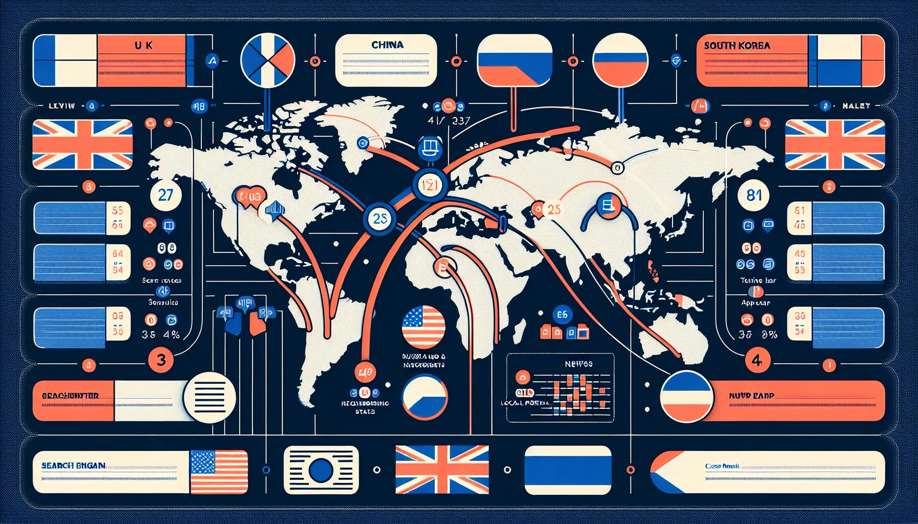 Infographic of regional search engine leaders and usage guidance worldwide.