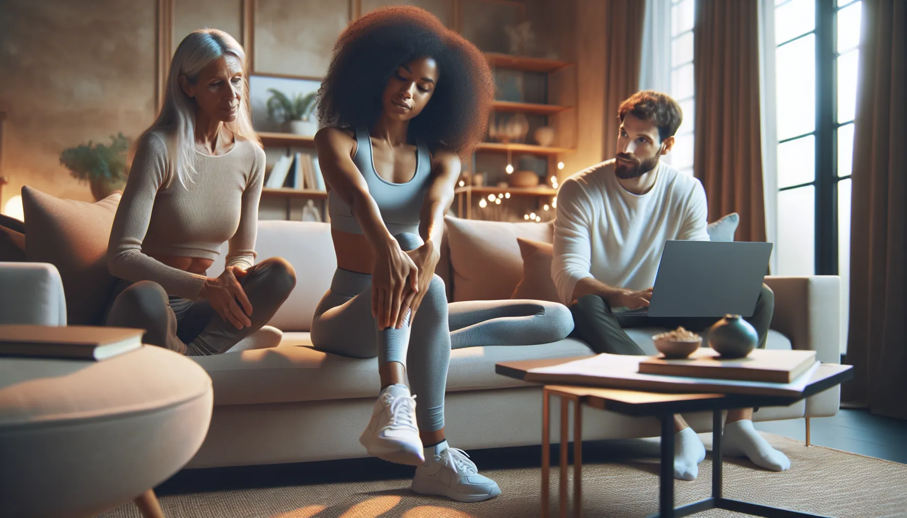 Group discussing pavatalgia in a comfortable living room setting.