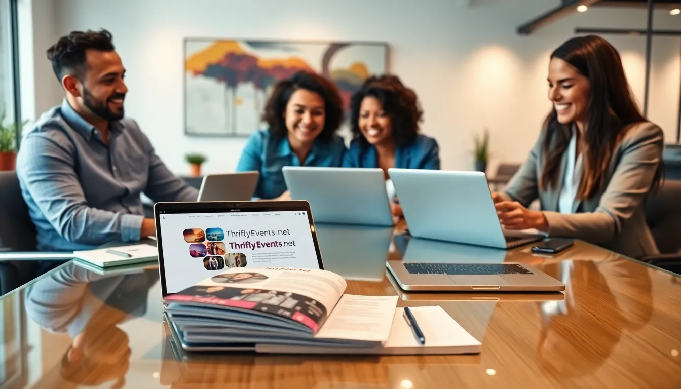 diverse team collaborating on event planning in a modern office.