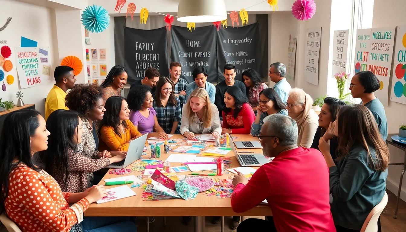 diverse community members collaborating on budget-friendly event planning.