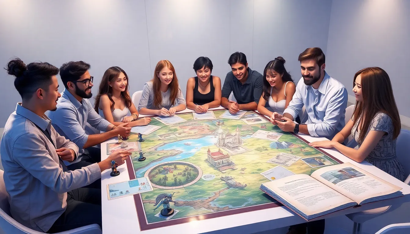 diverse players engaged in a role-playing game session.