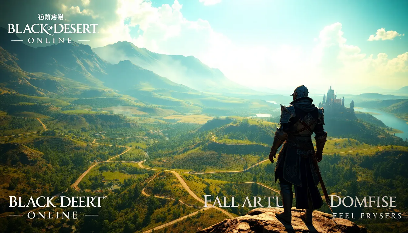 A character exploring a vibrant fantasy landscape in Black Desert Online.