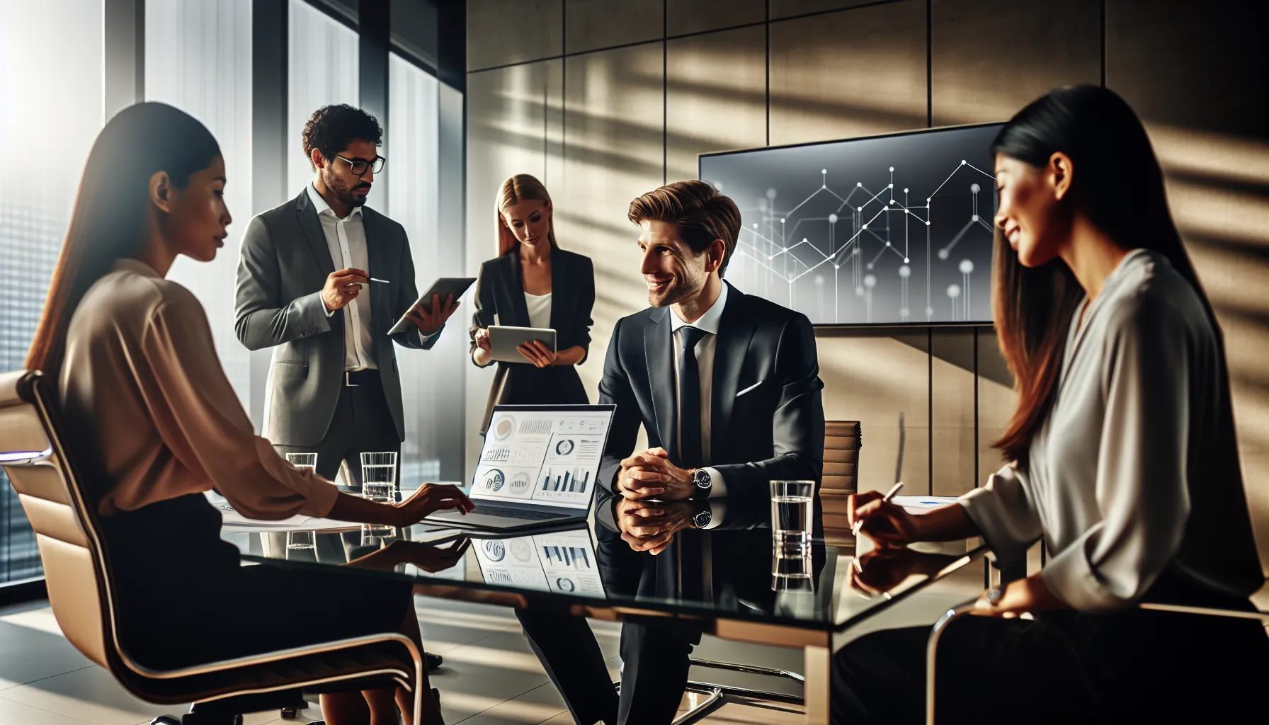 Alekseyymervinskiyy leading a diverse team in a modern office.