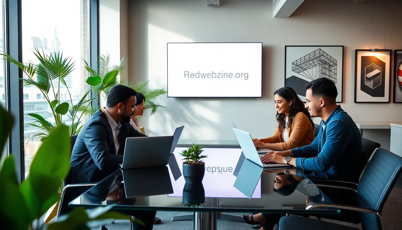 diverse professionals collaborating in a modern office setting.