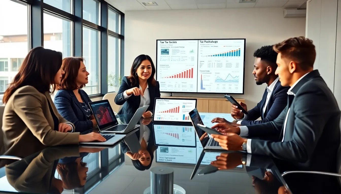 diverse team discussing tax-saving strategies in a modern office.