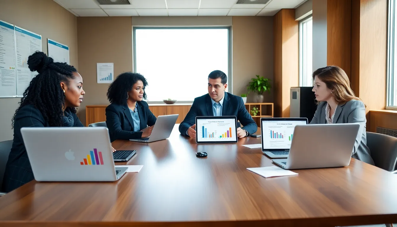 diverse educators collaborating on literacy education in a modern classroom.