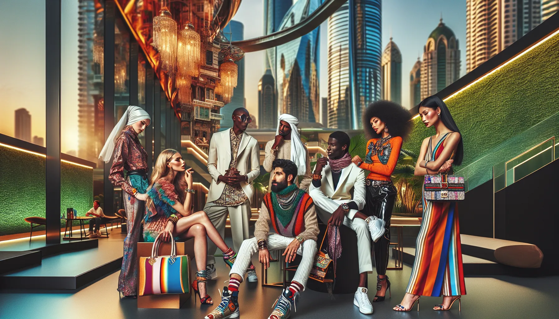 diverse individuals experimenting with unique fashion styles in an urban setting.