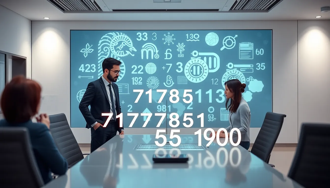diverse team discussing the historical significance of numbers in a modern office.