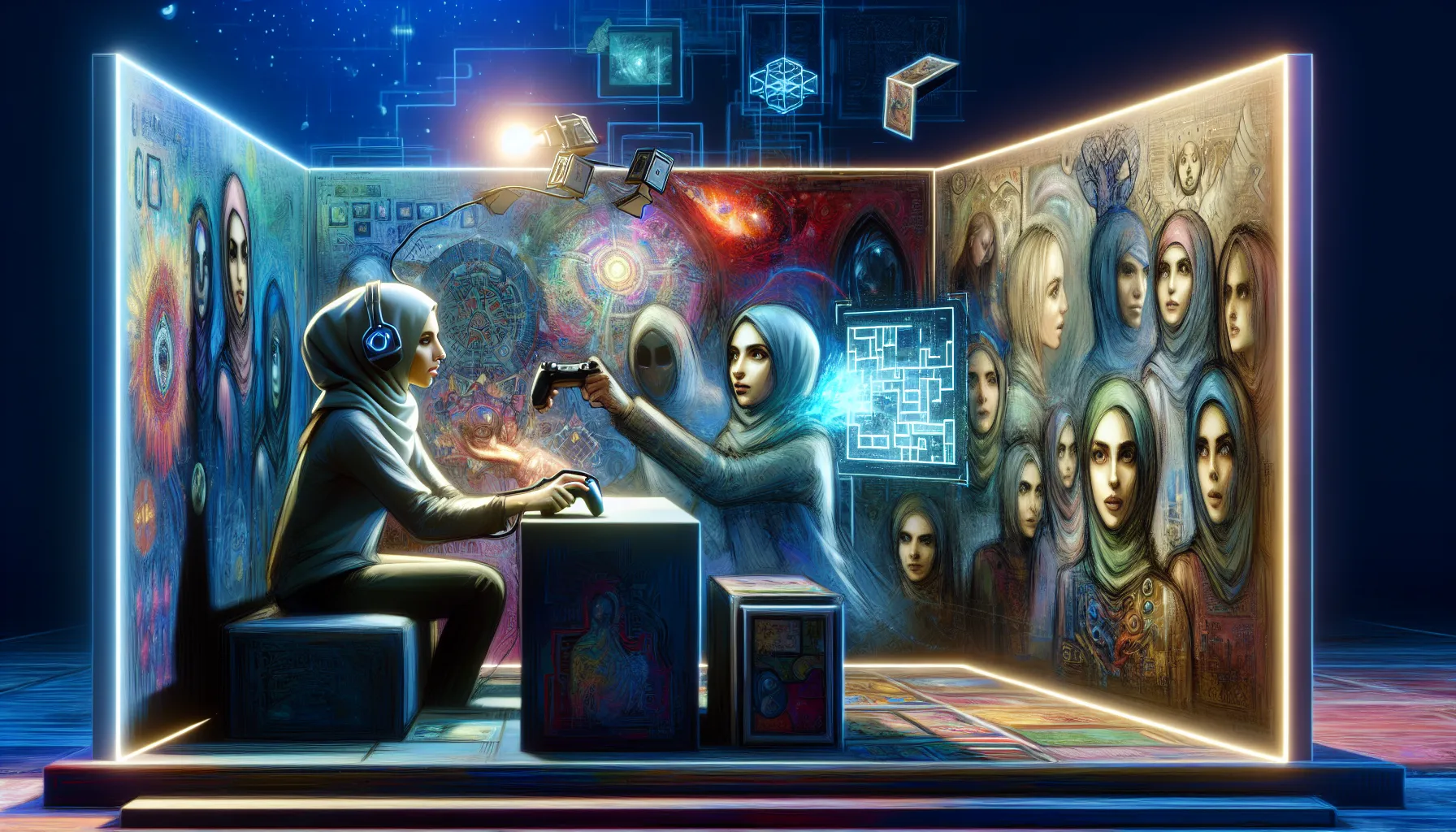 gamer in a modern room exploring Crypticstreet's immersive game design.
