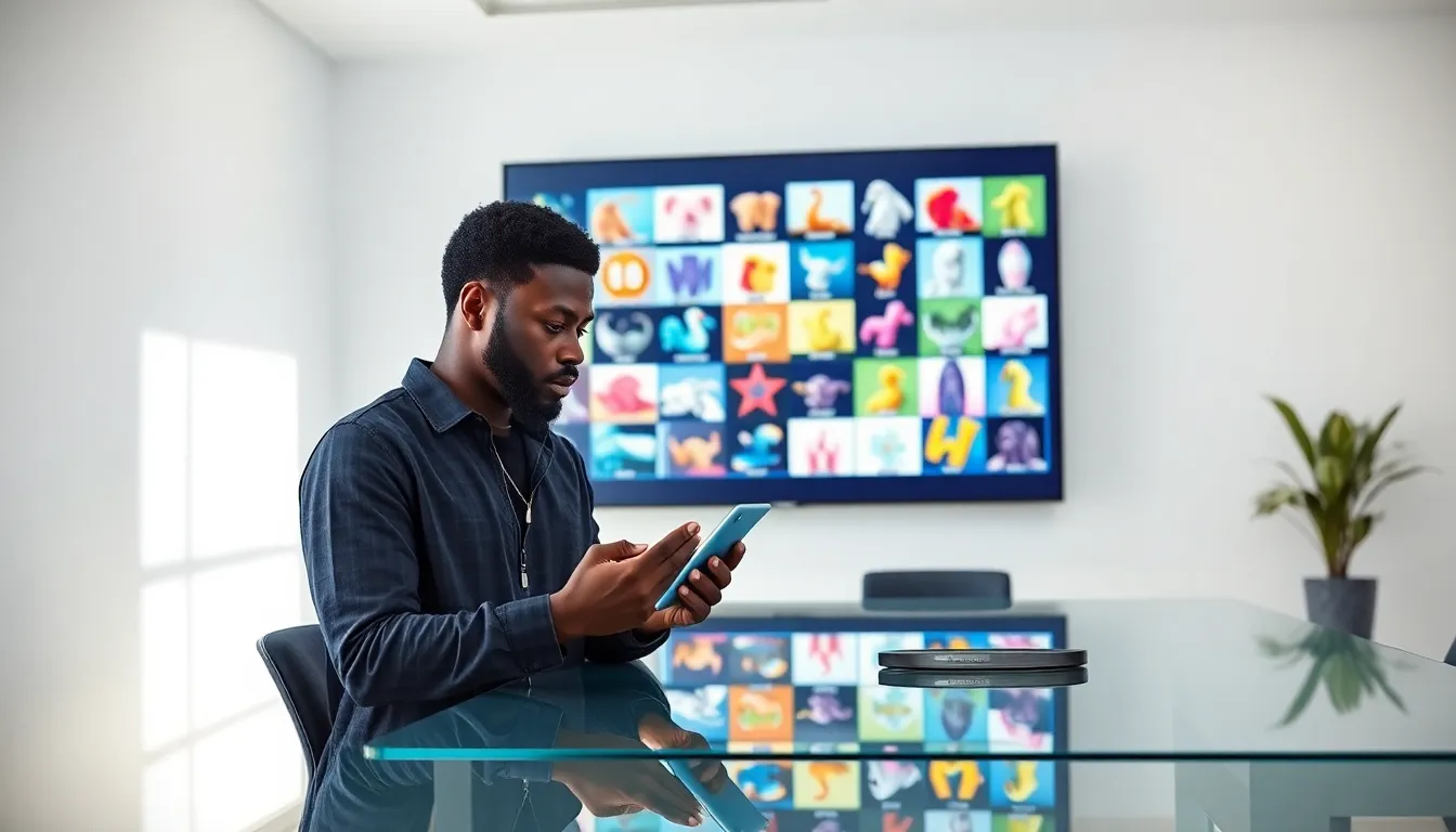 Artist analyzing NFTs in a modern digital workspace.