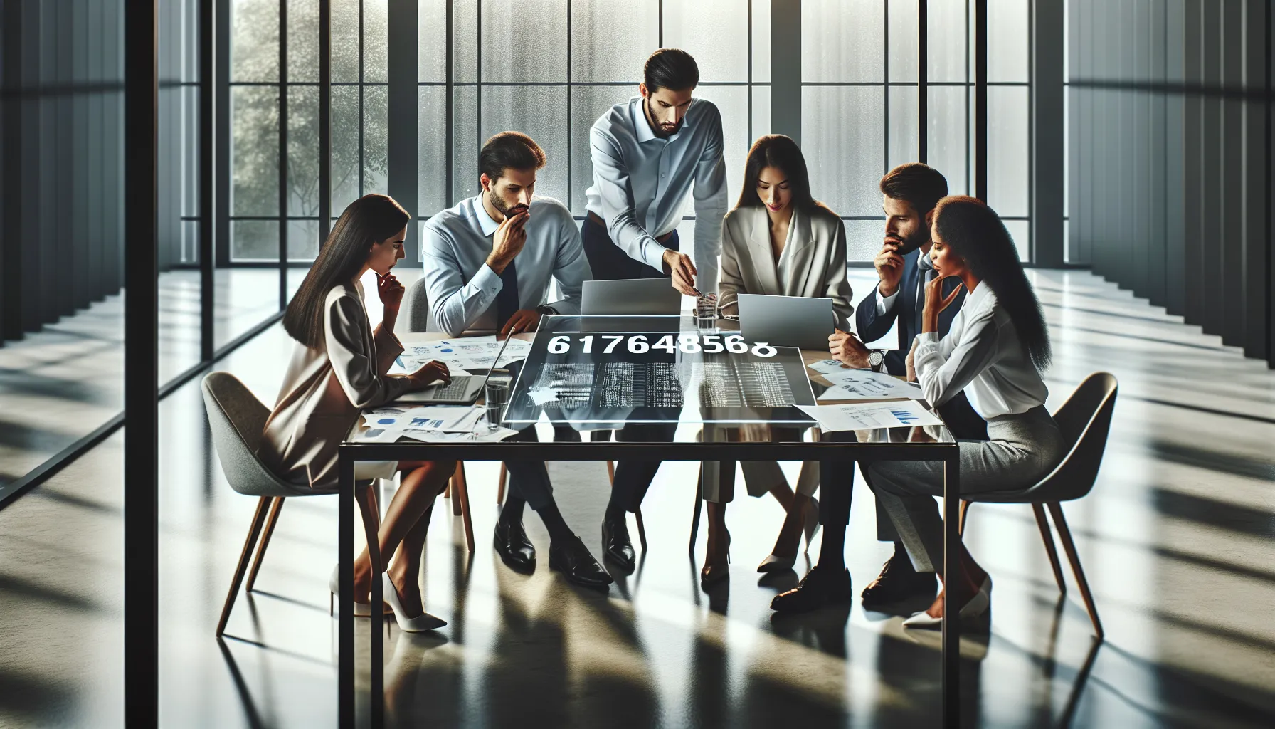 professionals analyzing the significance of a ten-digit number in a meeting.