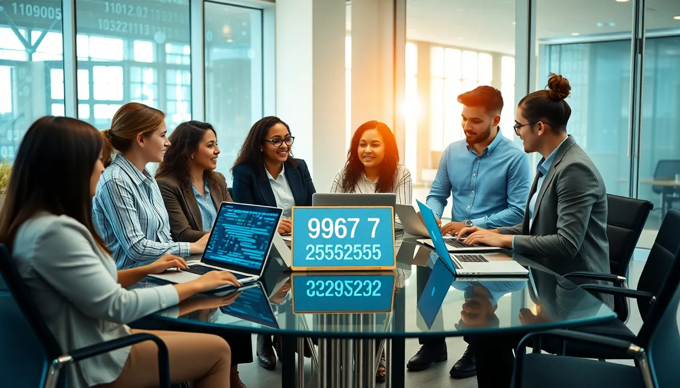 diverse team discussing data organization in a modern office.