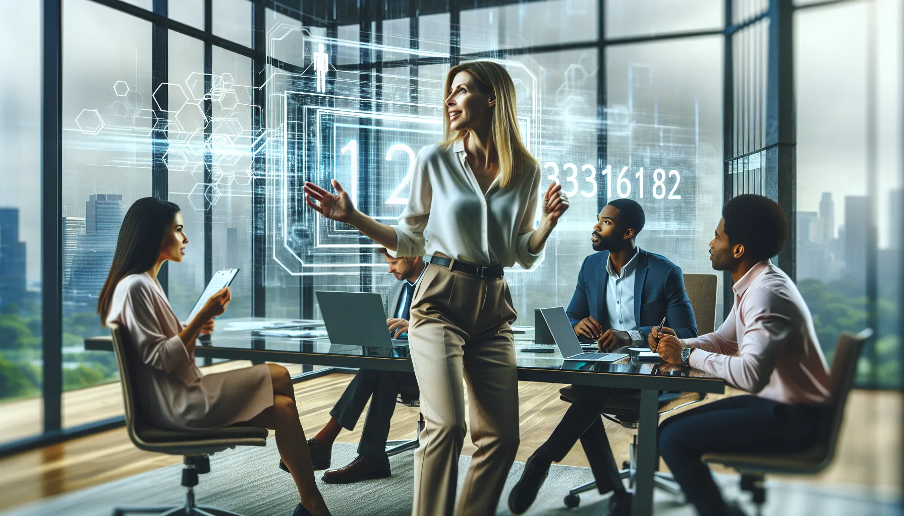 diverse team collaborating on technology in a modern office.