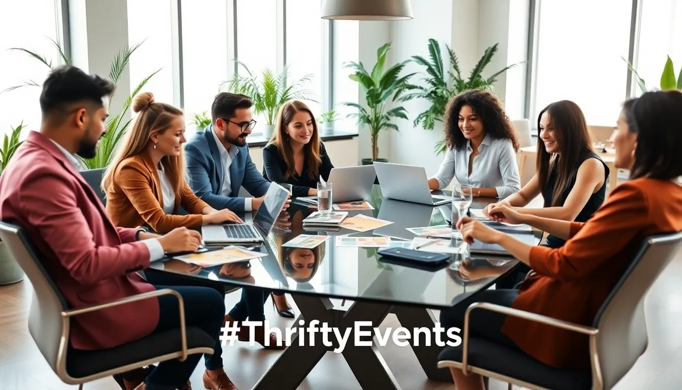 diverse team of event planners collaborating in a modern office.