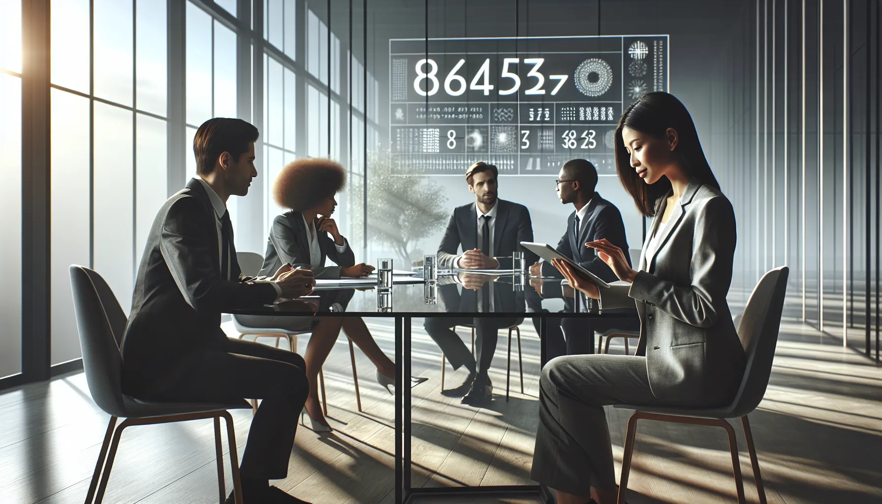diverse team discussing the significance of numbers in a modern office.