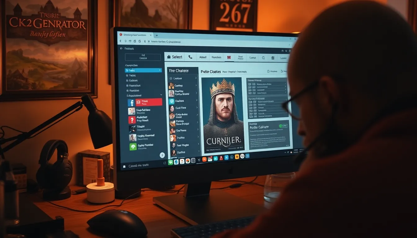 a computer screen displaying the CK2Generator character creation tool.