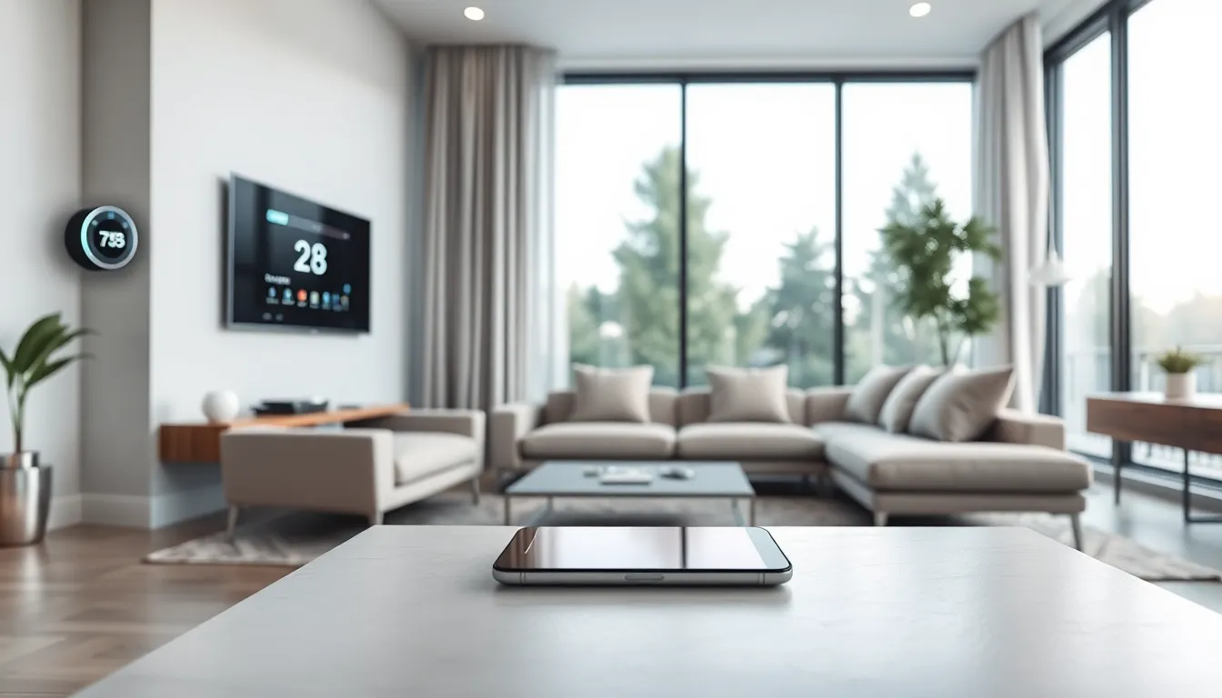 modern living room showcasing smart home technology.