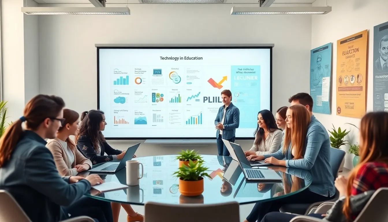 diverse team collaborating in a modern educational workspace.