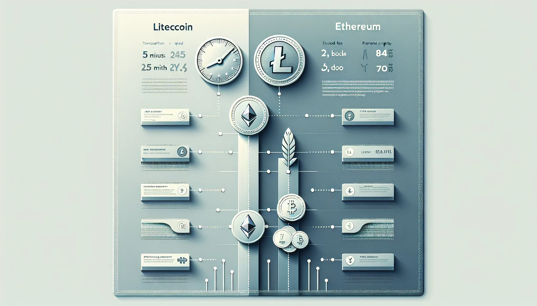Comparison infographic showing Litecoin features including speed, low fees, and fixed supply for beginners.